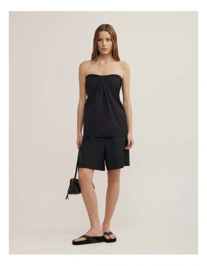 Gathered Bandeau Top in Black image 3