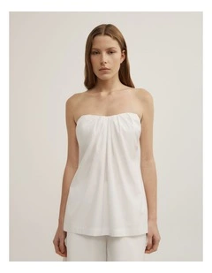 Gathered Bandeau Top in Fresh White