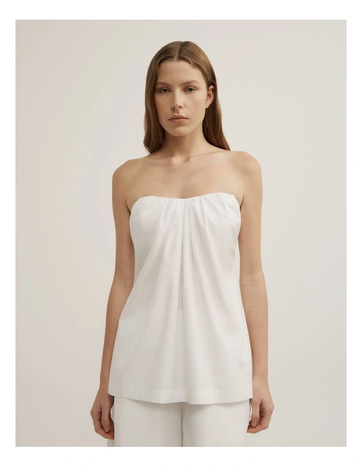 Gathered Bandeau Top in Fresh White image 1