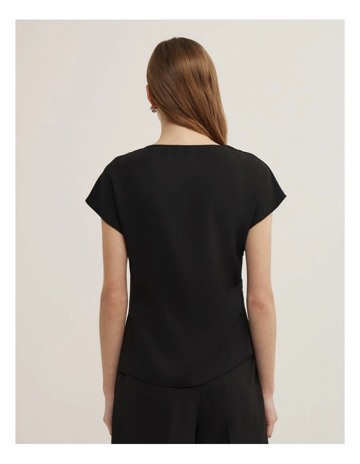 Cowl Neck Crepe Top in Black image 4