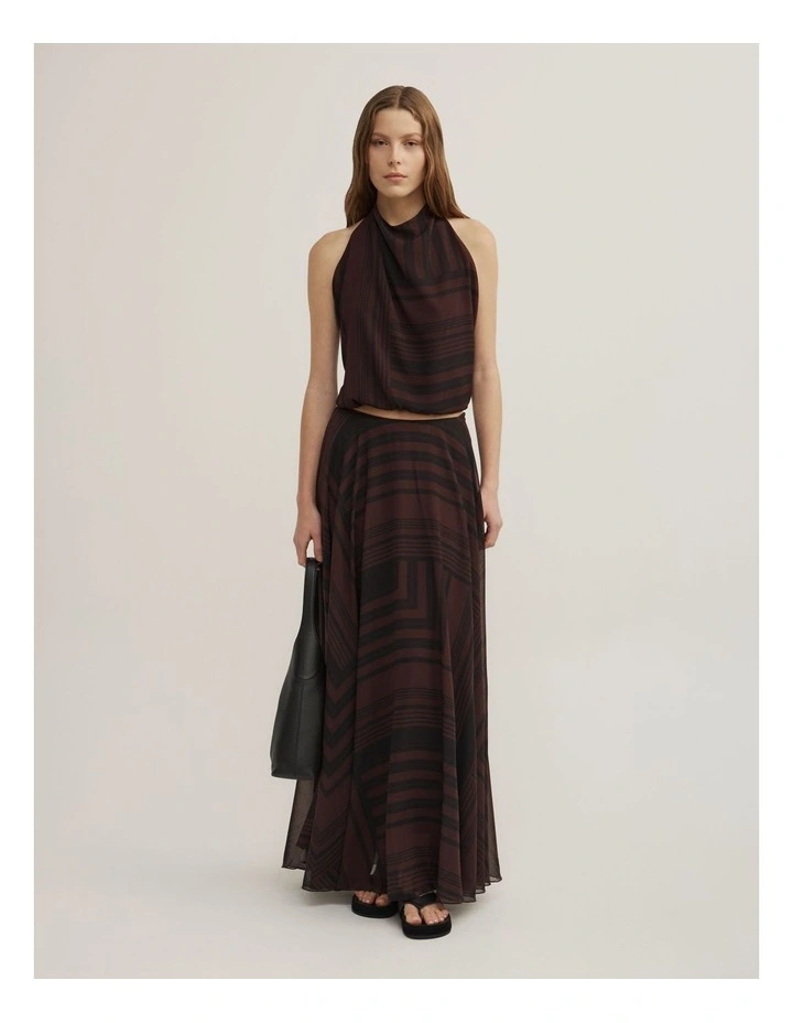 High Neck Drape Top in Black Linear Stripe image 2