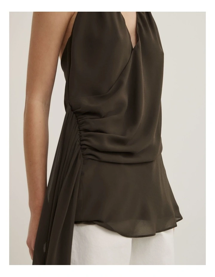 Halter Drape Top in Dark Olive image 4