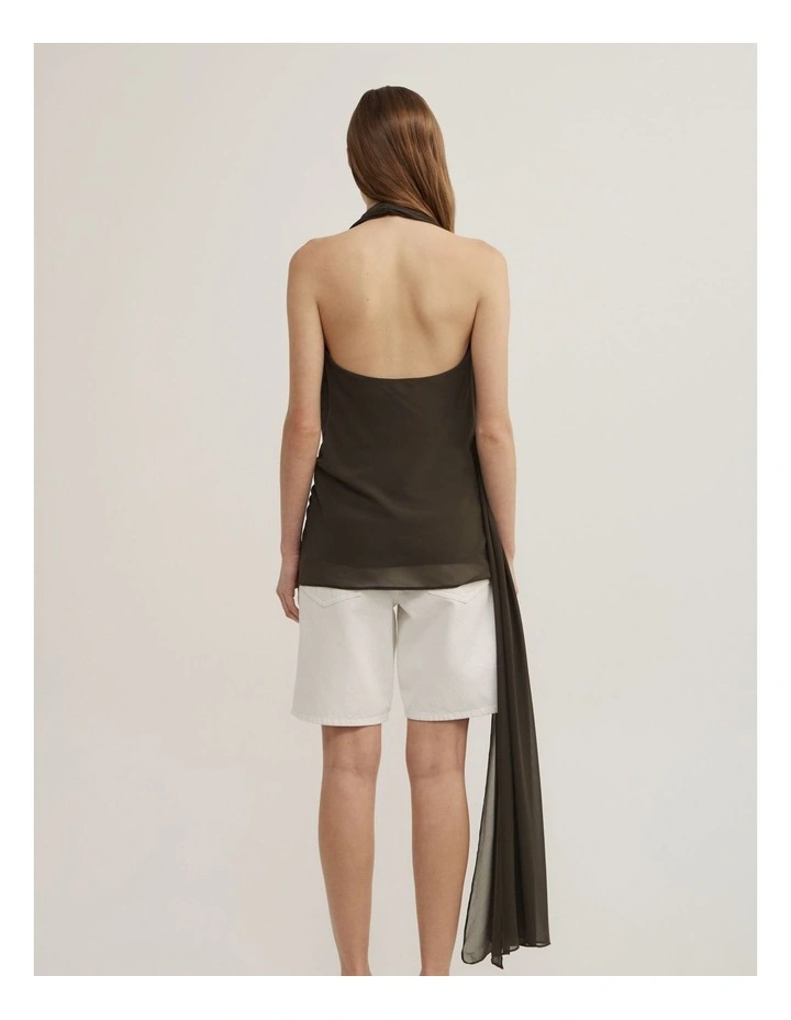 Halter Drape Top in Dark Olive image 5