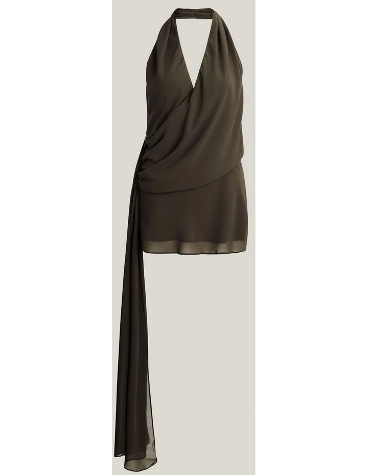 Halter Drape Top in Dark Olive image 6