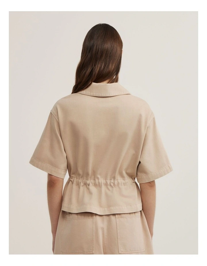 Bow Denim Shirt in Washed Sand image 4