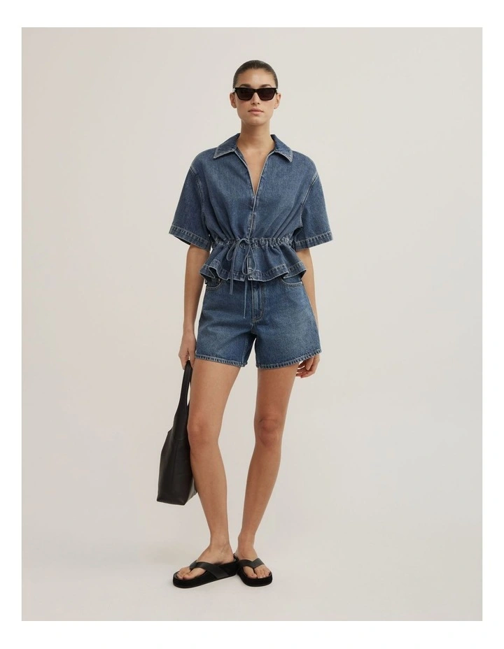 Bow Denim Shirt in Horizon Blue image 4