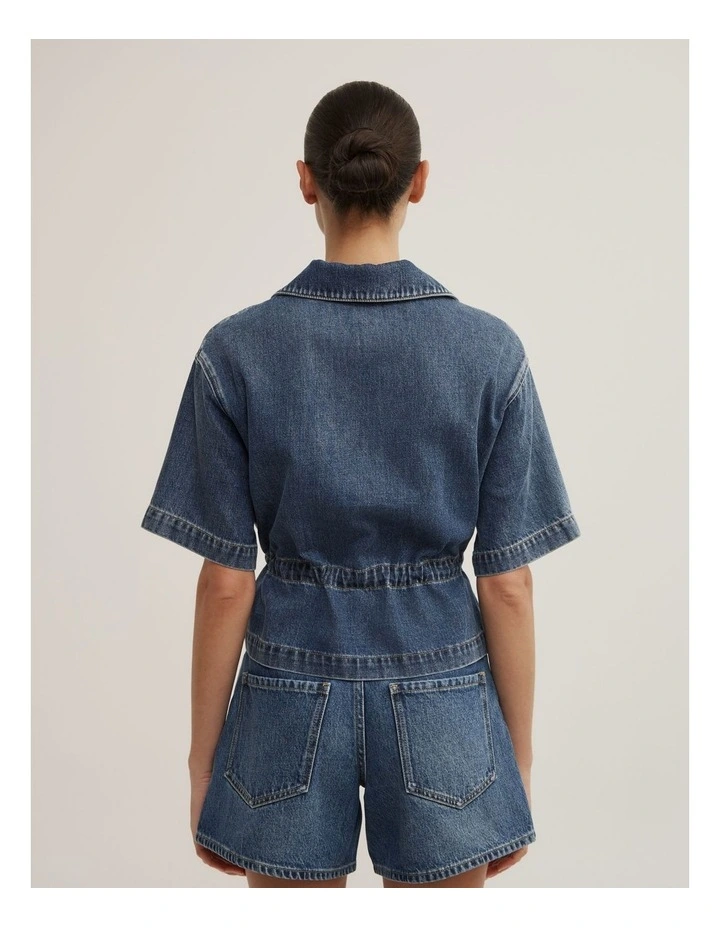 Bow Denim Shirt in Horizon Blue image 5