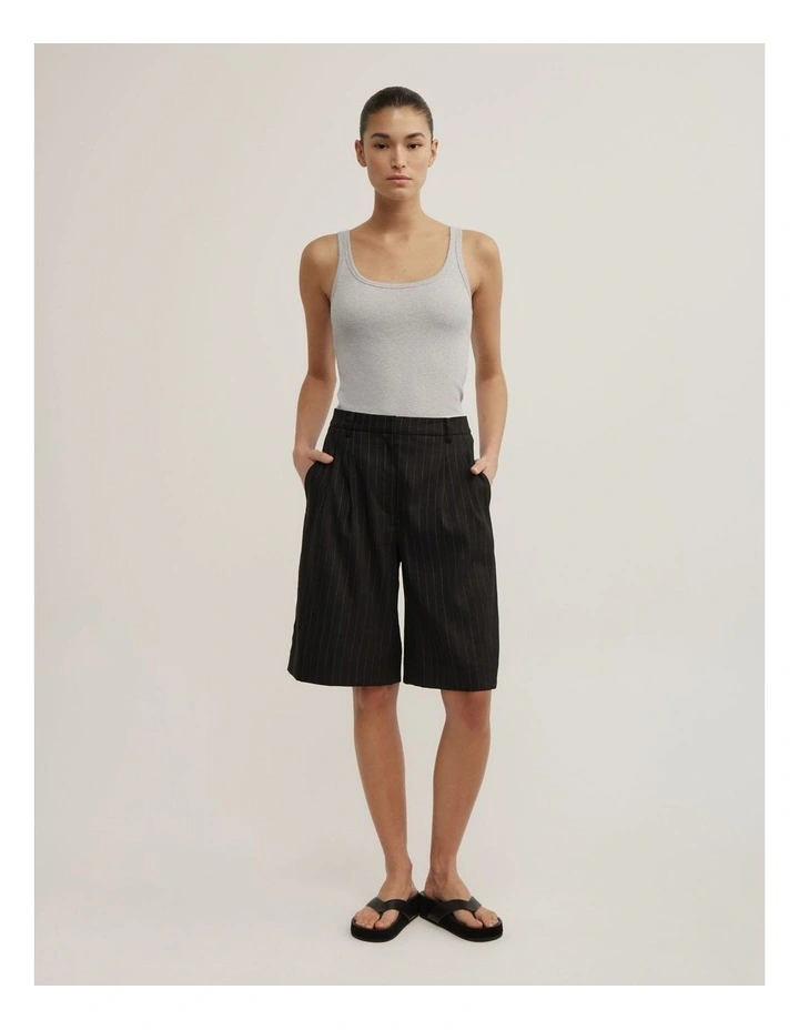 Pinstripe Bermuda Shorts in Black Pinstripe image 1