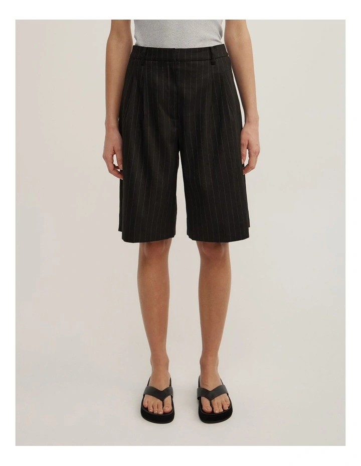 Pinstripe Bermuda Shorts in Black Pinstripe image 2