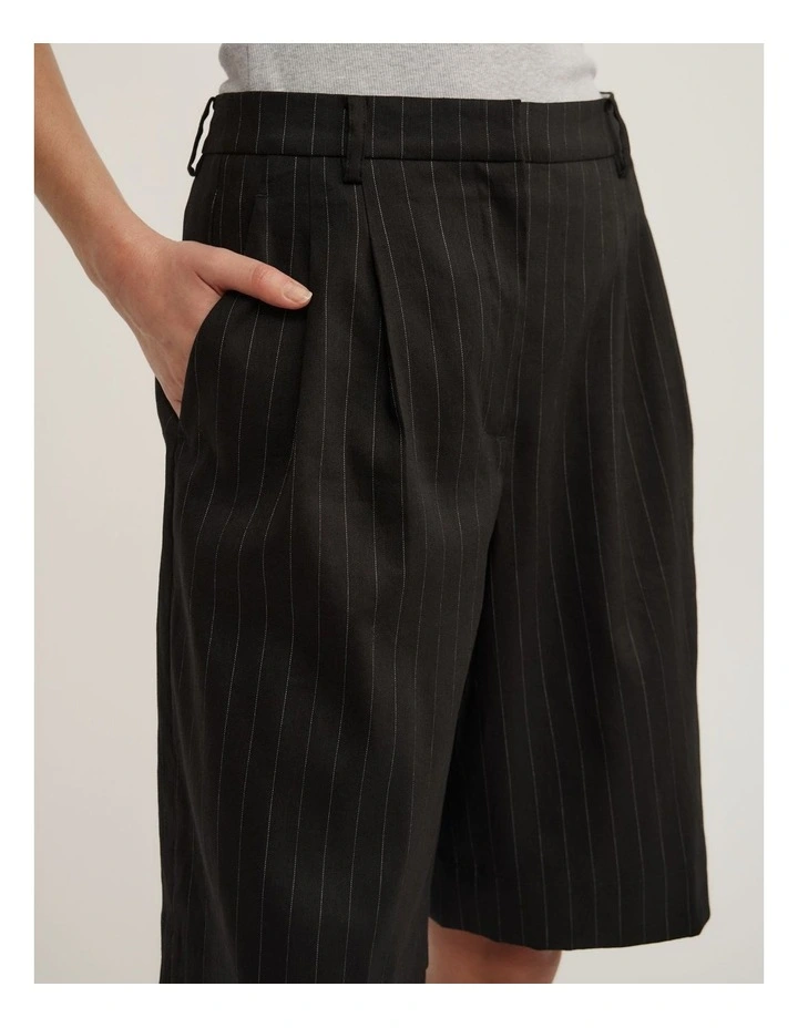 Pinstripe Bermuda Shorts in Black Pinstripe image 3