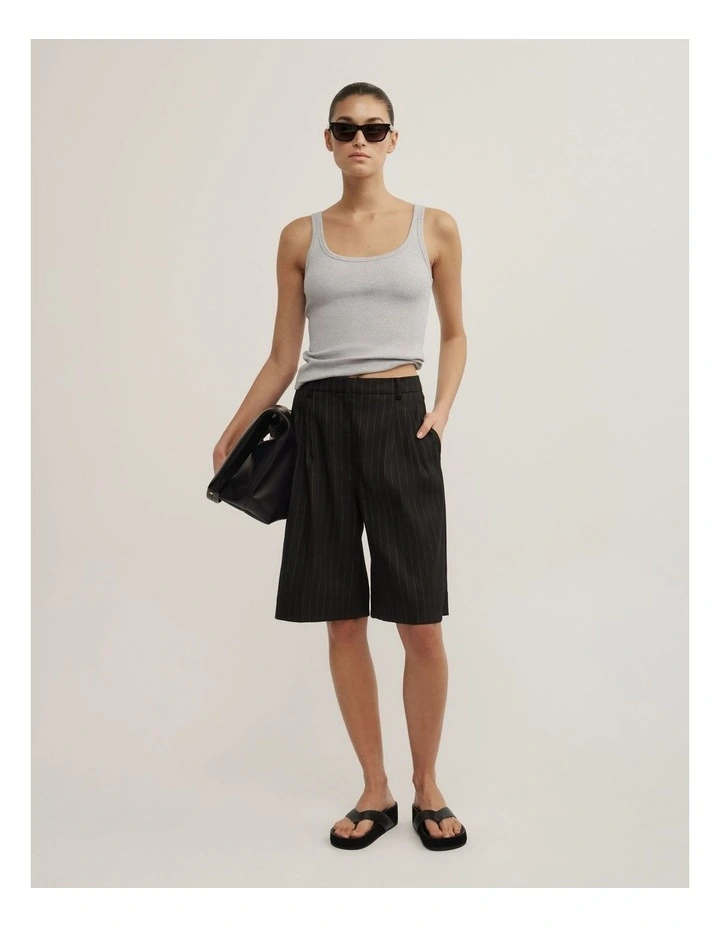 Pinstripe Bermuda Shorts in Black Pinstripe image 4