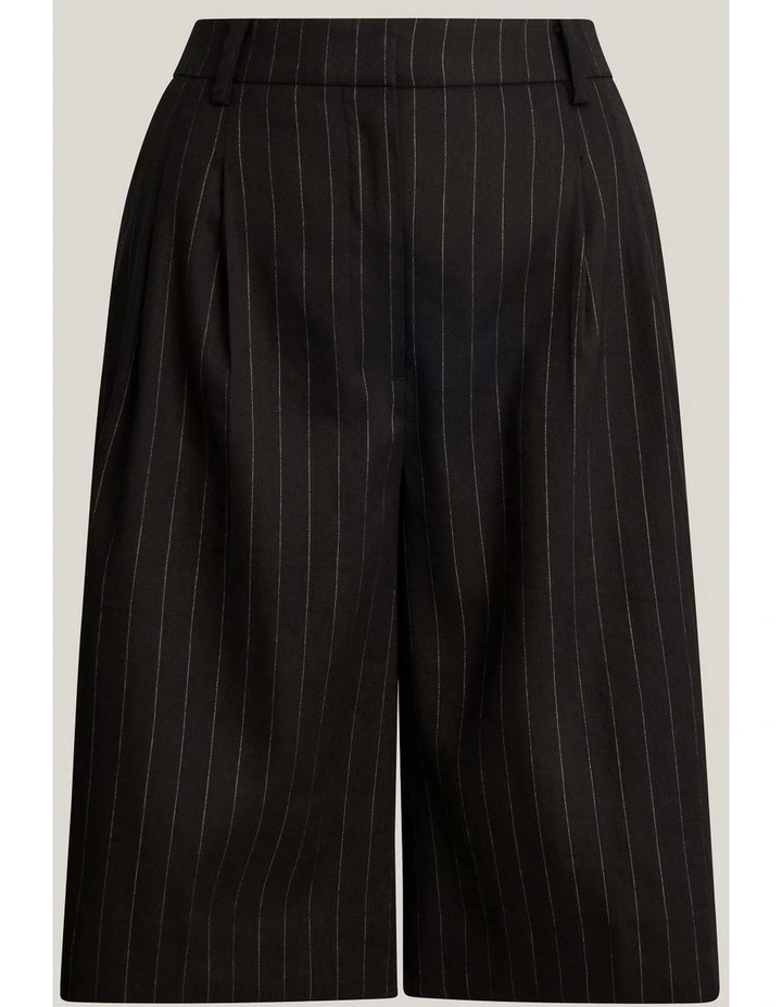 Pinstripe Bermuda Shorts in Black Pinstripe image 6