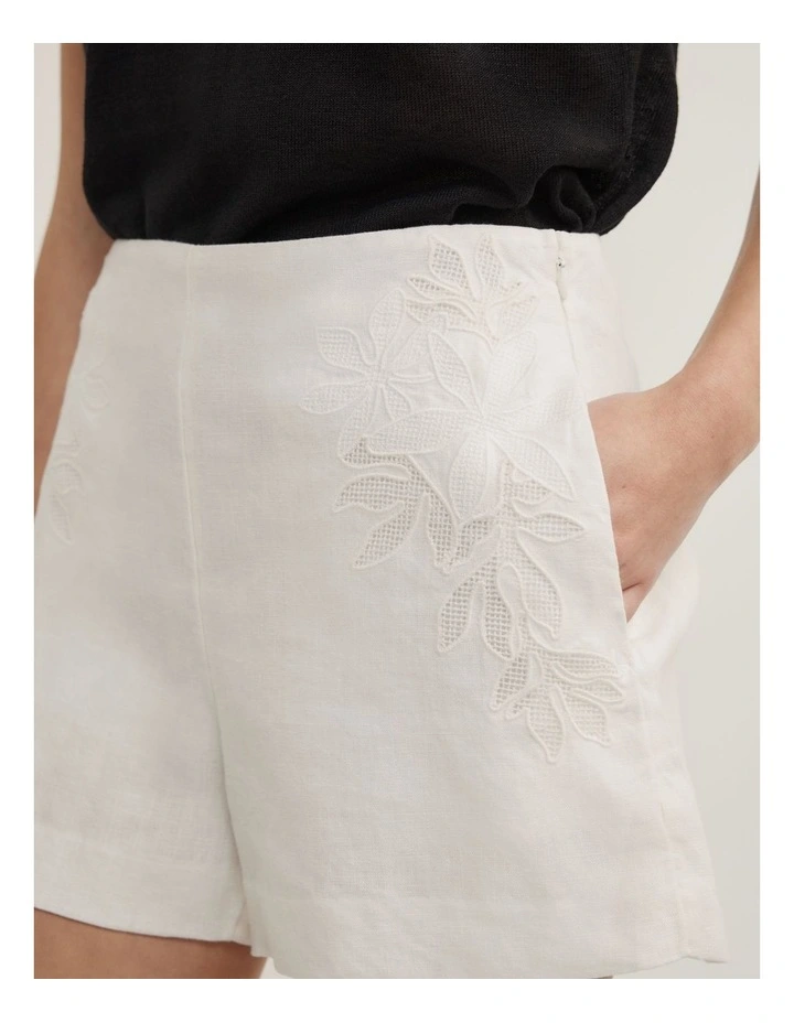 Cutwork Shorts in Fresh White image 3