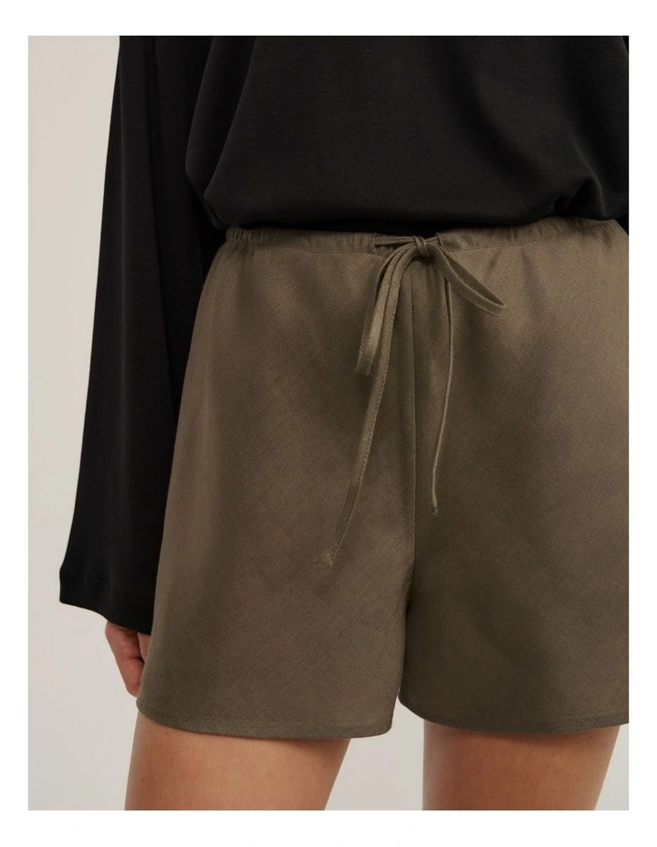 Bias Cut Shorts in Olive image 3