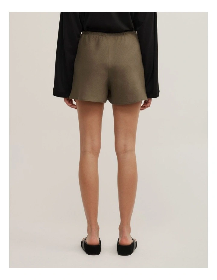 Bias Cut Shorts in Olive image 4