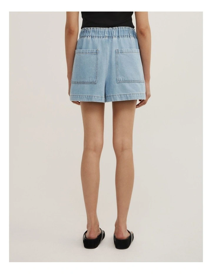 Denim Pull On Shorts in Soft Blue image 5