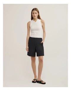 Poplin Bermuda Shorts in Black