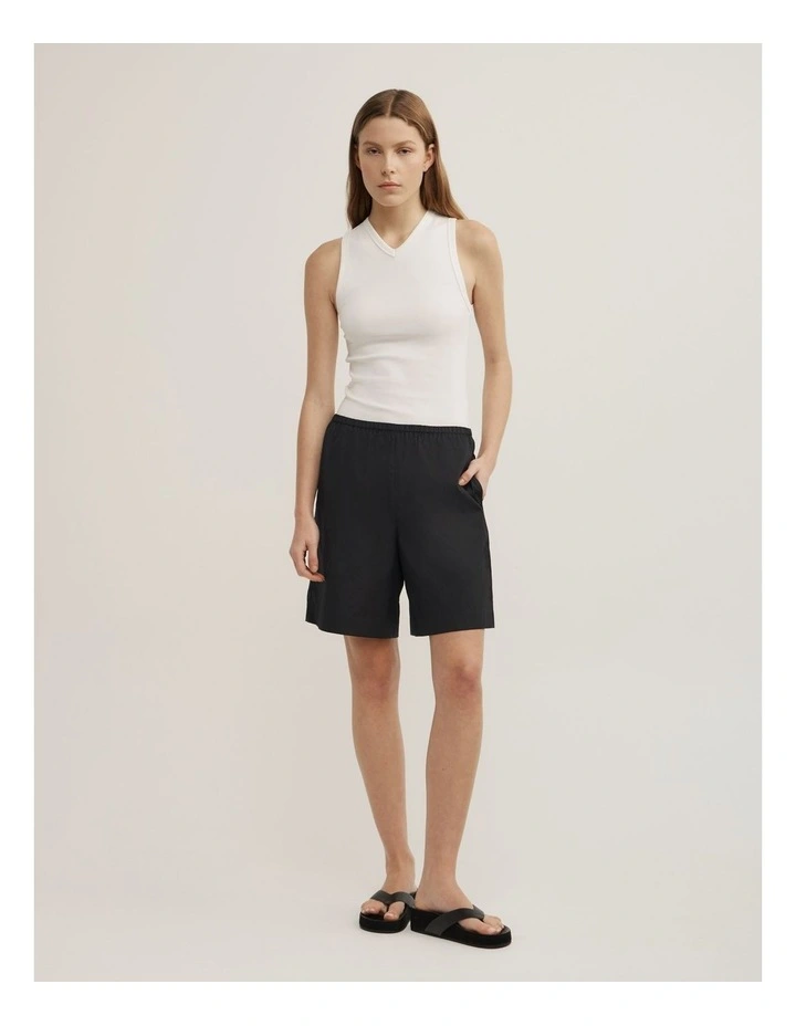 Poplin Bermuda Shorts in Black image 1