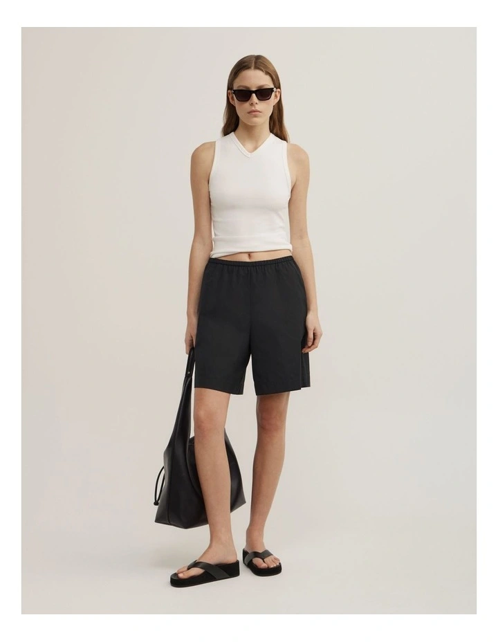 Poplin Bermuda Shorts in Black image 4