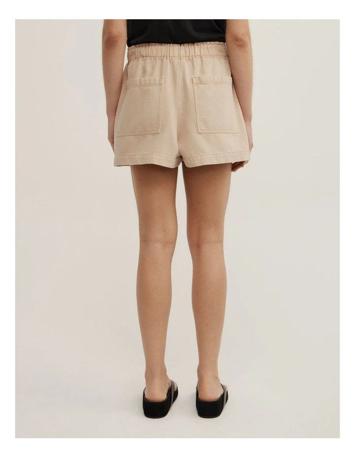 Denim Pull On Shorts in Washed Sand image 5