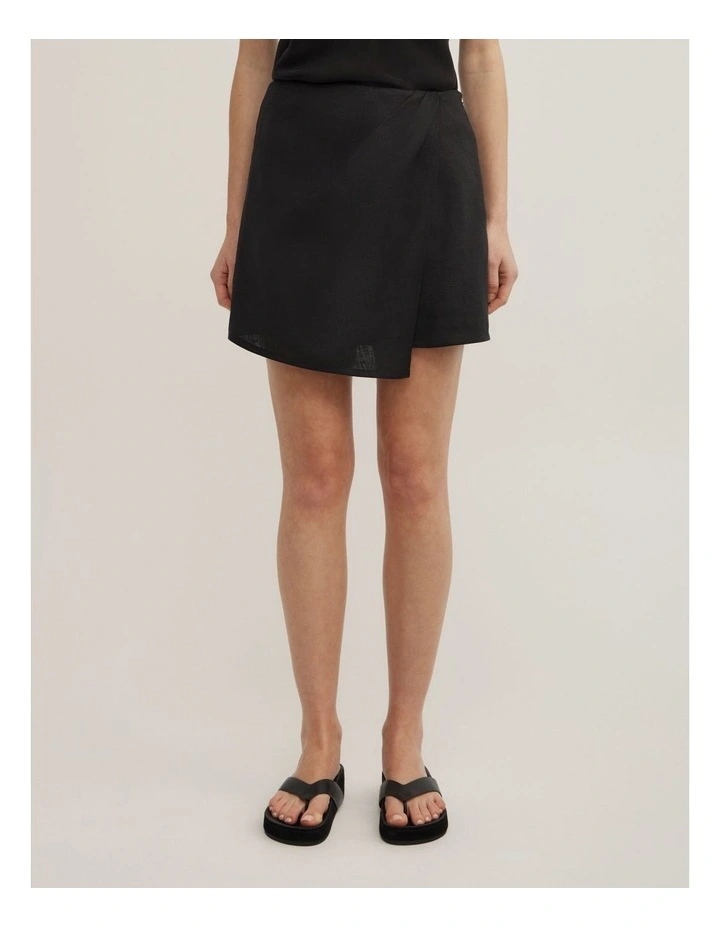 Wrap Mini Skirt in Black image 2
