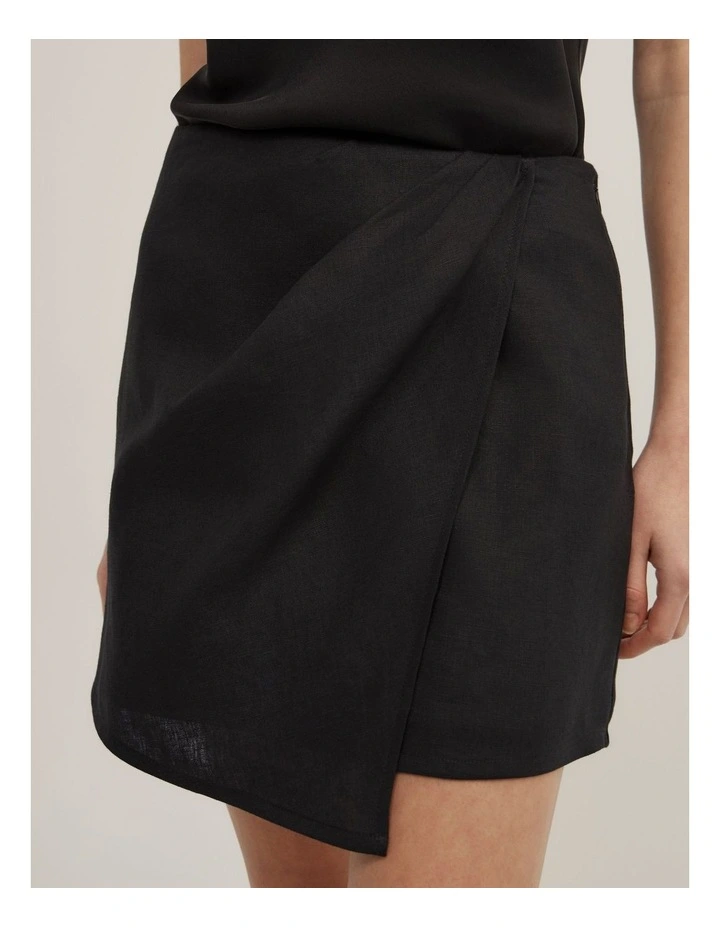 Wrap Mini Skirt in Black image 3
