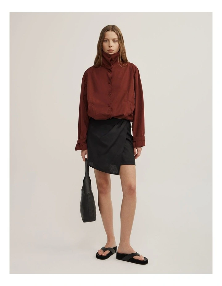 Wrap Mini Skirt in Black image 4