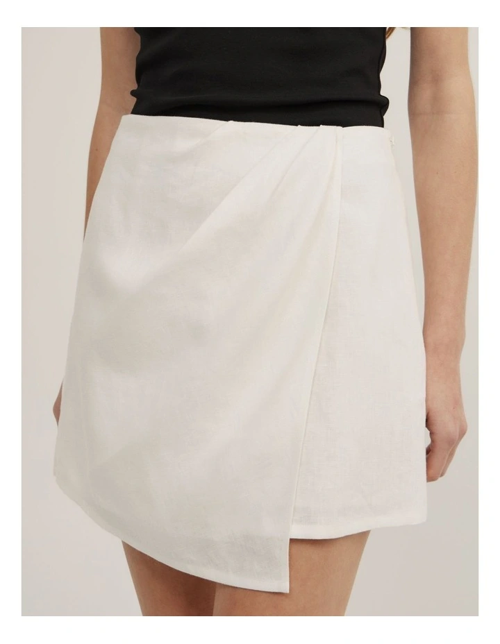 Wrap Mini Skirt in Fresh White image 3