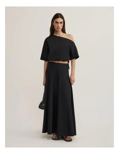 Cotton Basque Skirt in Black