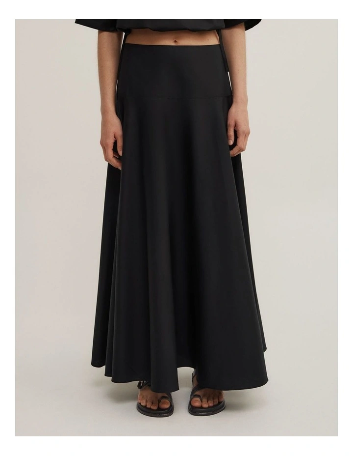 Cotton Basque Skirt in Black image 2