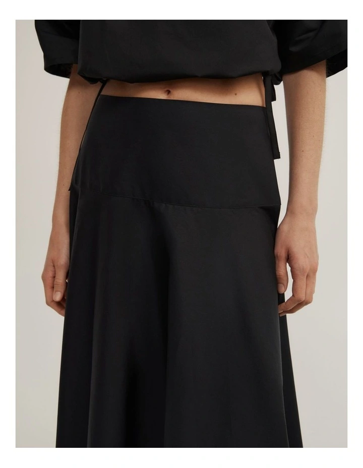 Cotton Basque Skirt in Black image 3