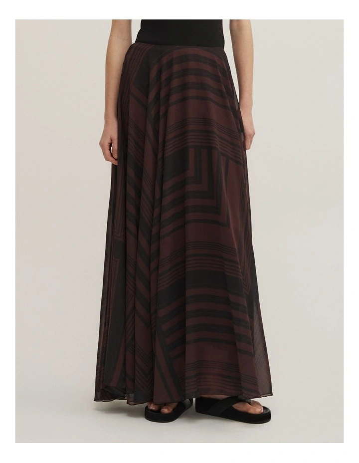 Maxi Longline Skirt in Black Linear Stripe image 2