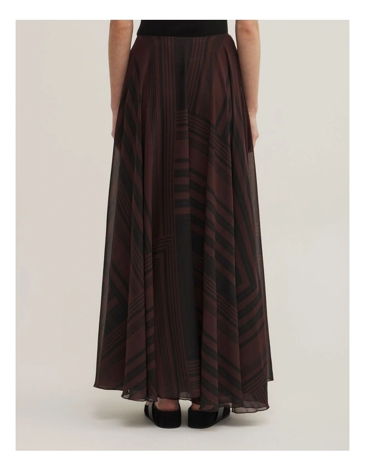 Maxi Longline Skirt in Black Linear Stripe image 4