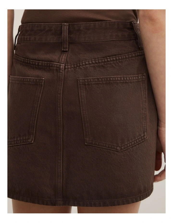 Denim Mini Skirt in Espresso image 4