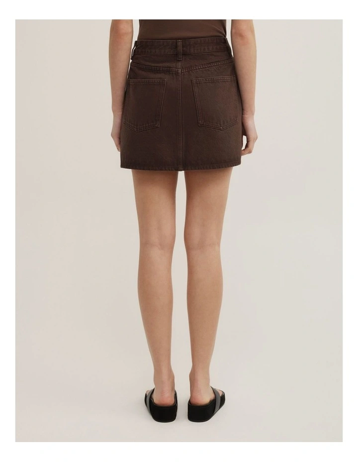 Denim Mini Skirt in Espresso image 5