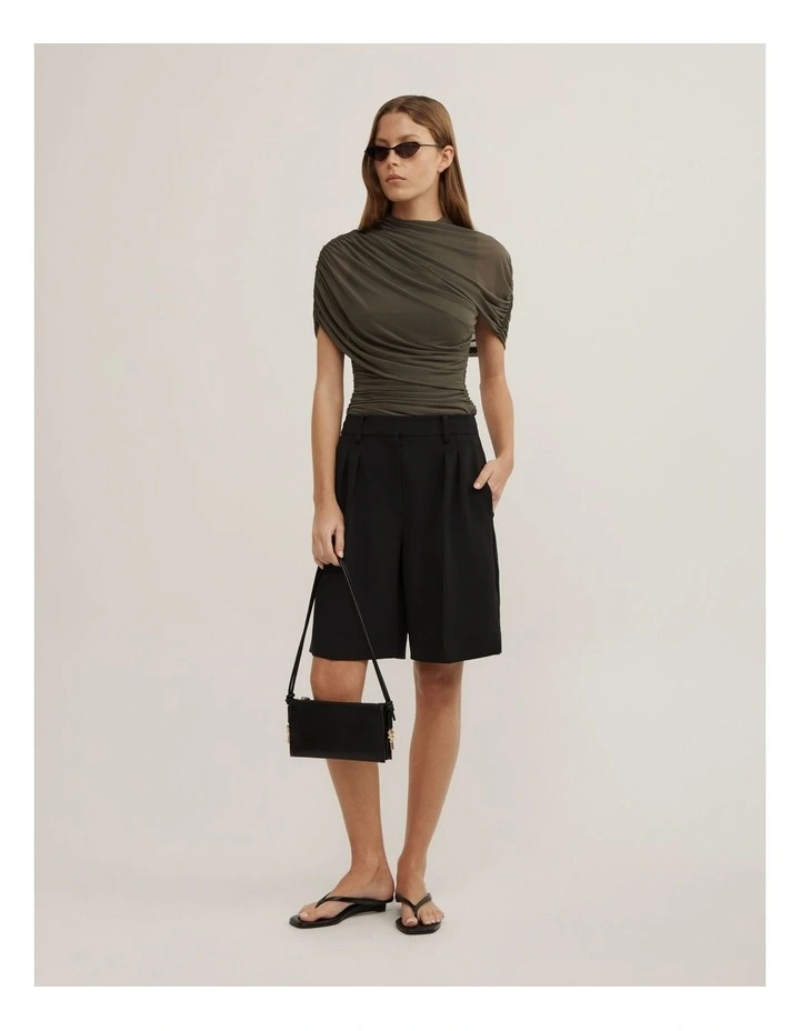 Mesh Cape Top in Olive image 2