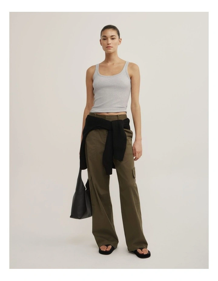 Fine Scoop Neck Tank in Light Grey Marle image 2