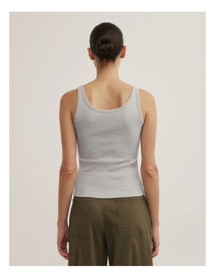 Fine Scoop Neck Tank in Light Grey Marle image 5