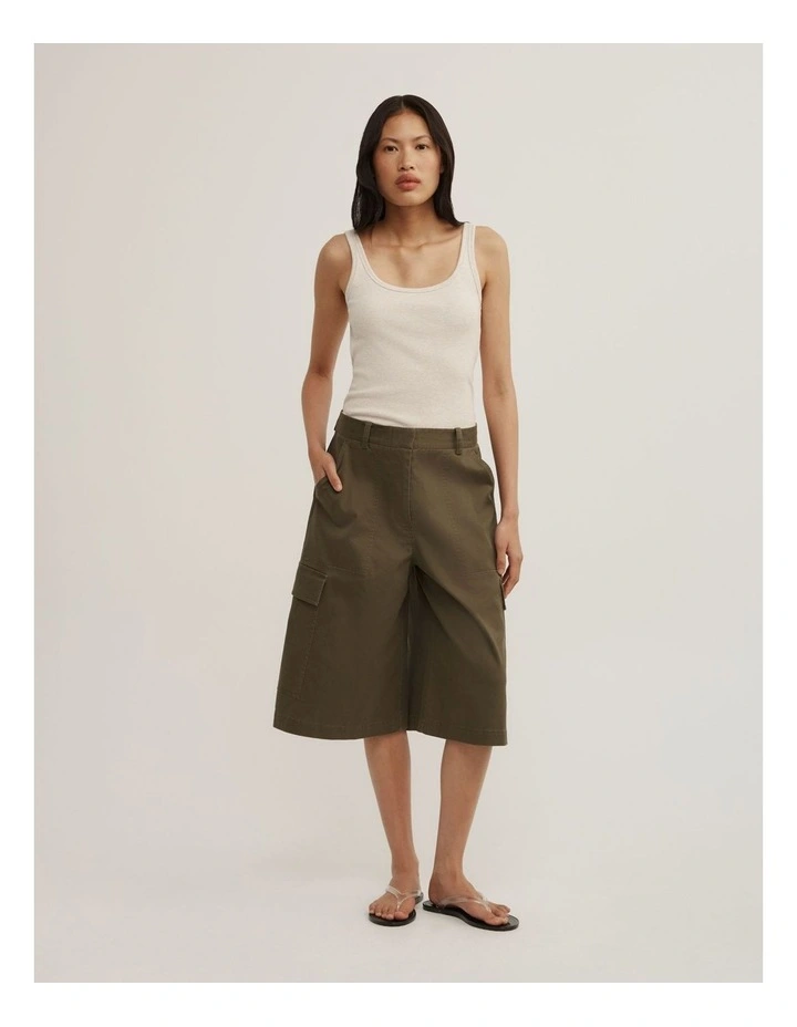 Fine Scoop Neck Tank in Oat Marle image 2