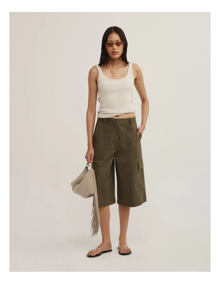 Fine Scoop Neck Tank in Oat Marle image 4
