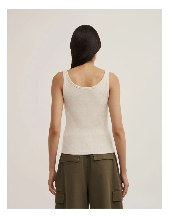 Fine Scoop Neck Tank in Oat Marle image 5