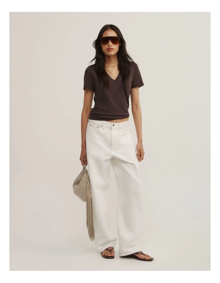 Jersey V-neck T-shirt in Espresso image 2