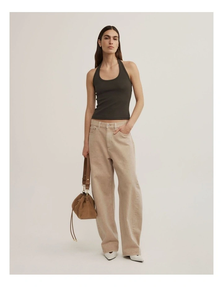 Scoop Halter Tank in Dark Olive image 2