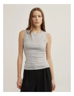 Overlay Tank in Light Grey Marle