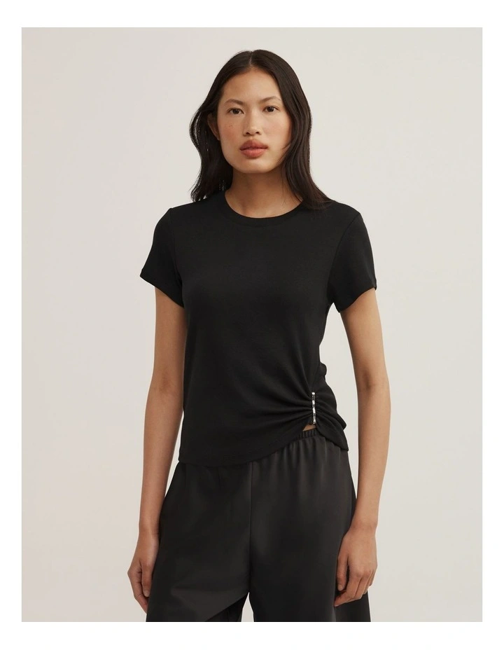 Trim Detail Baby T-shirt in Black image 1