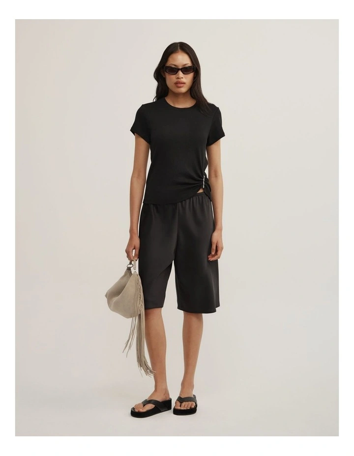 Trim Detail Baby T-shirt in Black image 2