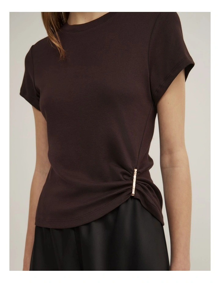 Trim Detail Baby T-shirt in Espresso image 3