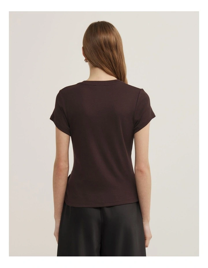 Trim Detail Baby T-shirt in Espresso image 4