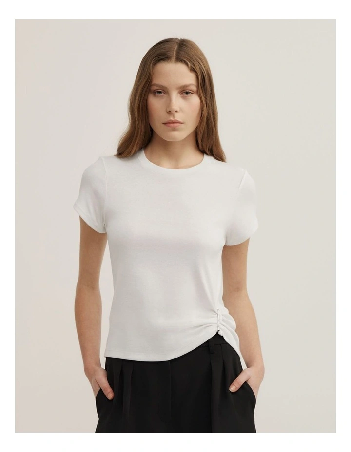 Trim Detail Baby T-shirt in Fresh White image 1