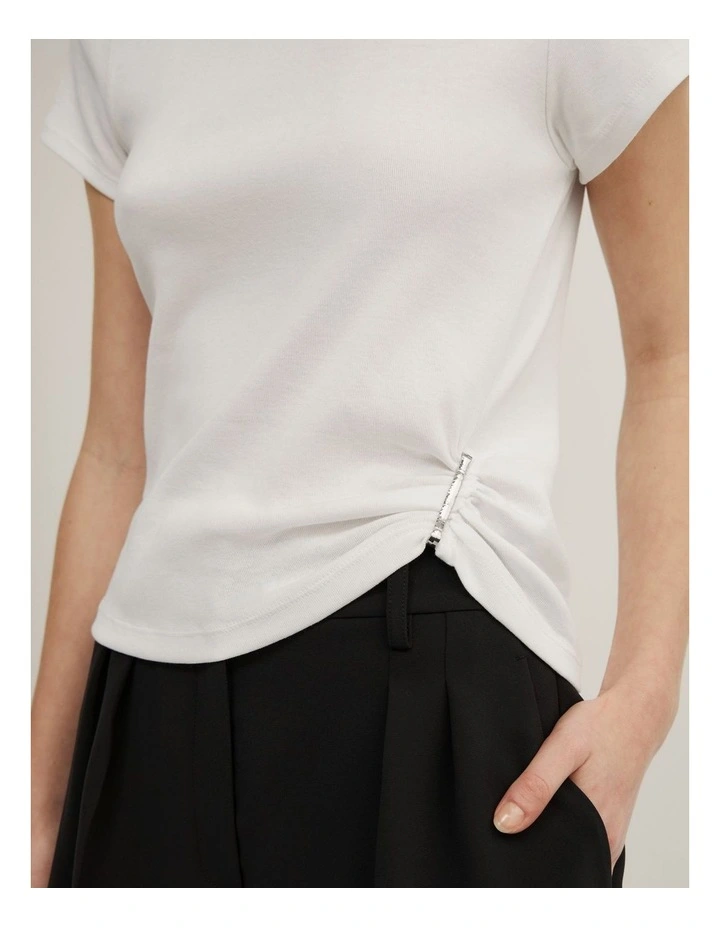 Trim Detail Baby T-shirt in Fresh White image 3